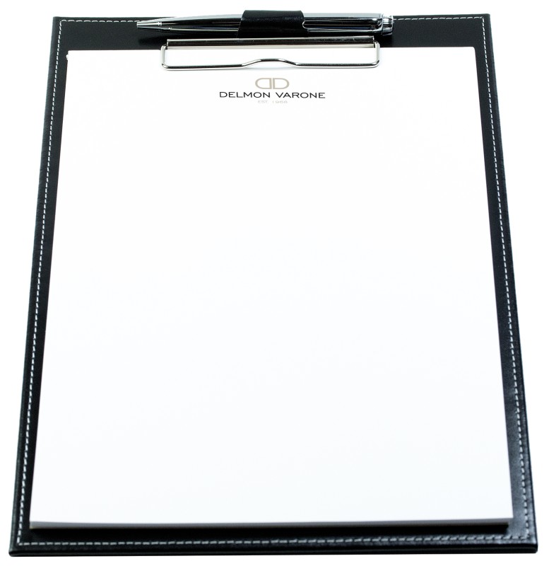 Klemmbrett DIN A4 mit Blockklemme in CAMBRIDGE Top Grain Rindspaltleder schwarz